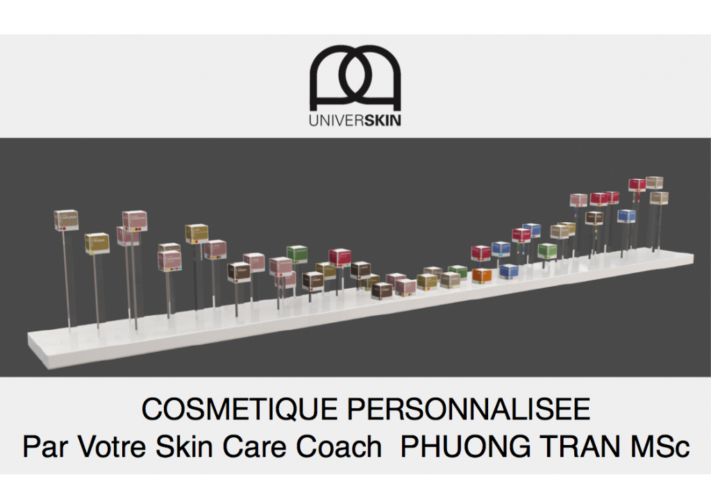 Logo Universkin et gamme de sérums cosméceutiques sur mesure